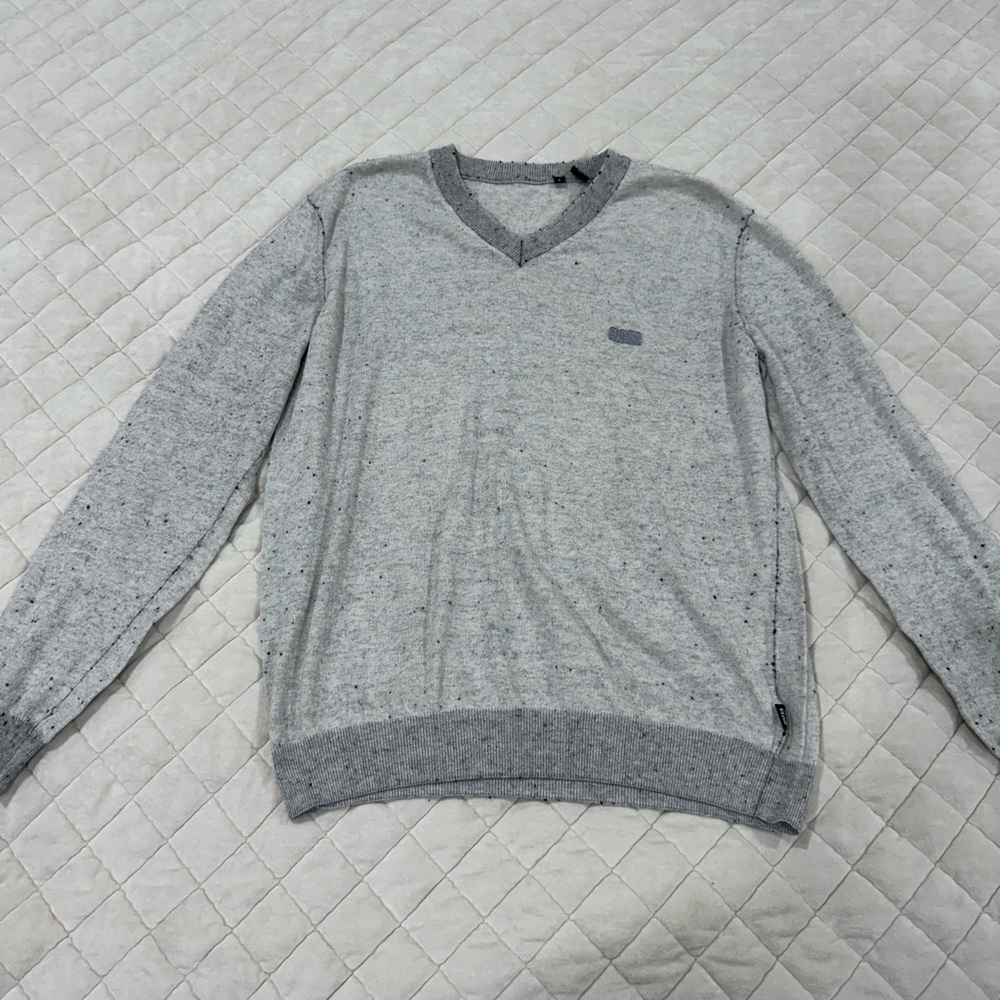 Hugo Boss Men's Gray V-Neck Sweater